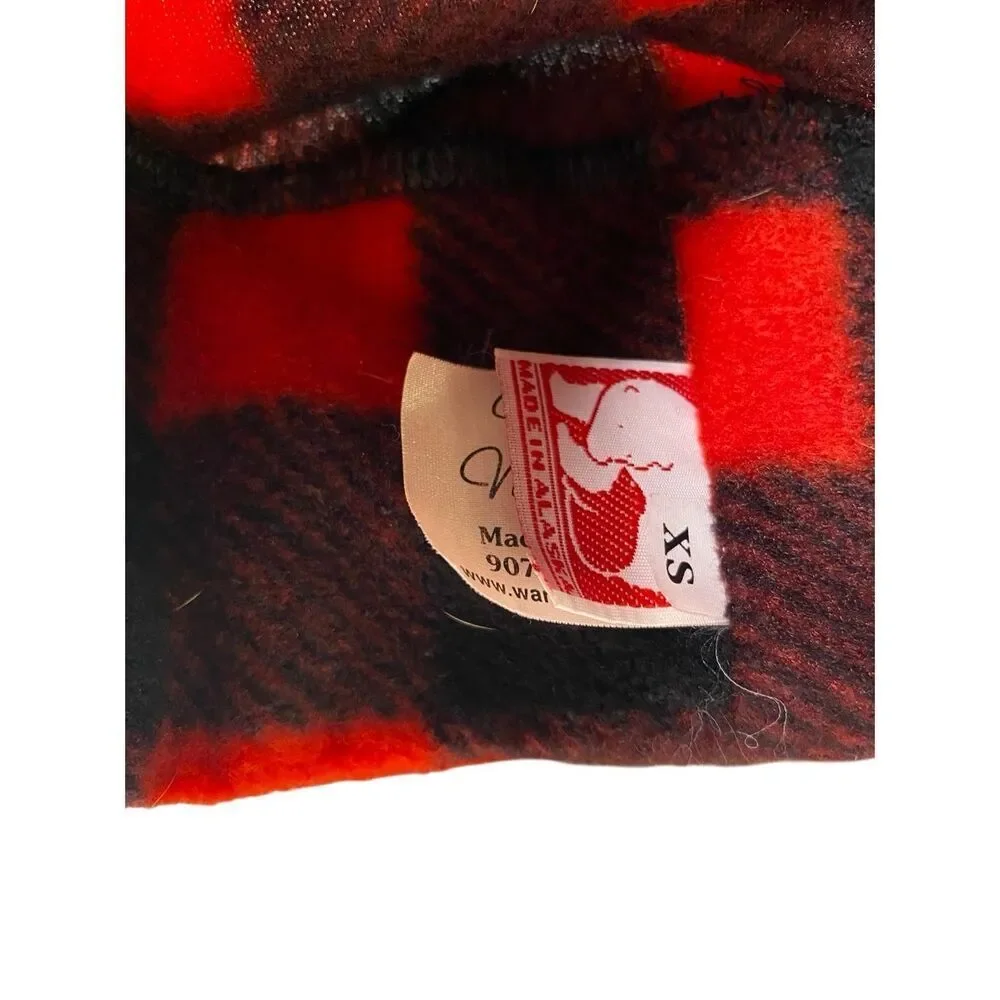 Warm Memories Alaska Buffalo Plaid Trapper Hat Red Black Fleece XS Winter Holida